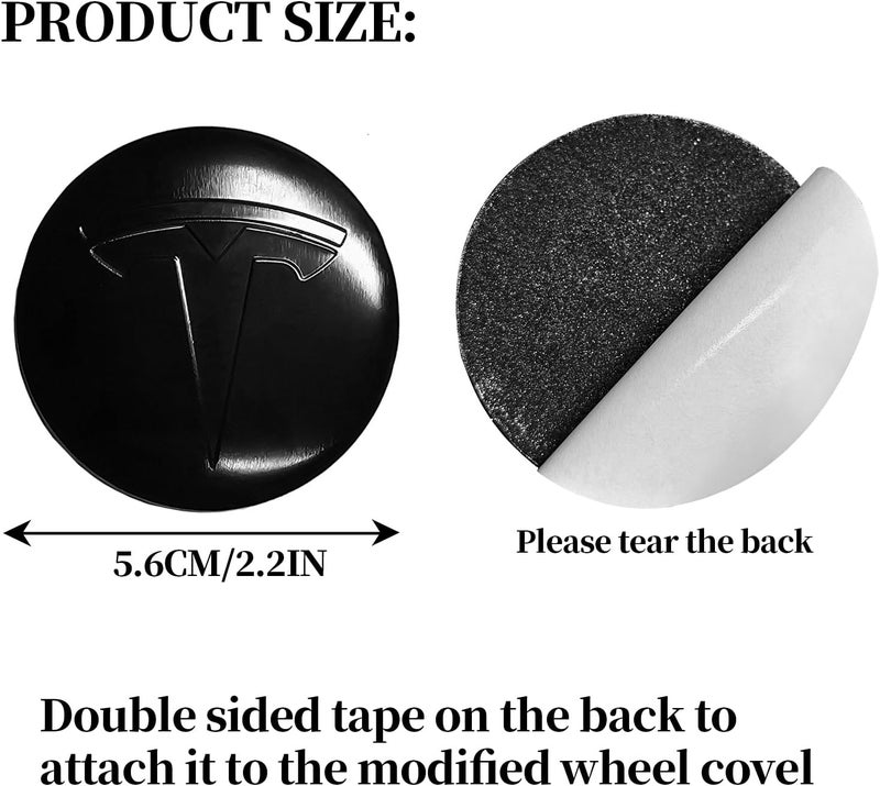 Knomix 4 Pack Aluminum Waterproof Wheel Cover Center Emblem Sticker for Tesla Model 3 Model Y 56mm Hubcaps Wheel Rim Cover (Glossy Black) - Image 5